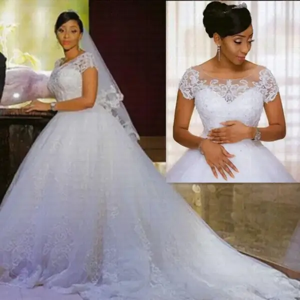 Pearl Wedding Dress Vintage Lace Ball Gown