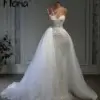 Pearl Wedding Dress Customized Backless Spaghetti Straps Sequin Gown